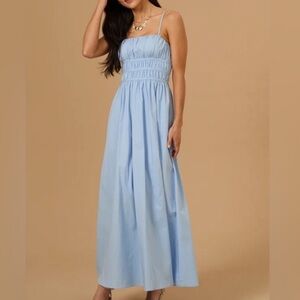 Altar'd State Light Blue Smocked Maxi Dress with Spaghetti Straps